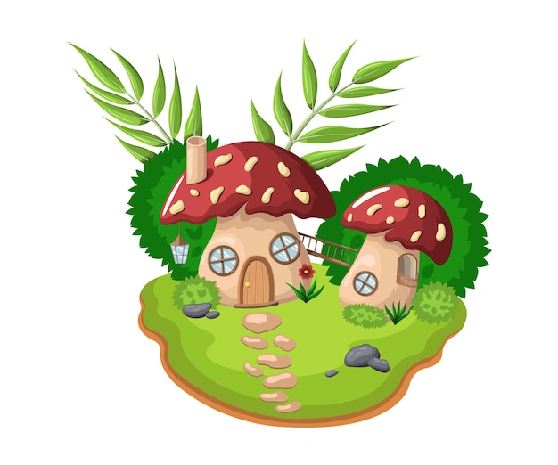 Vector mushroom house in flat style vector illustration