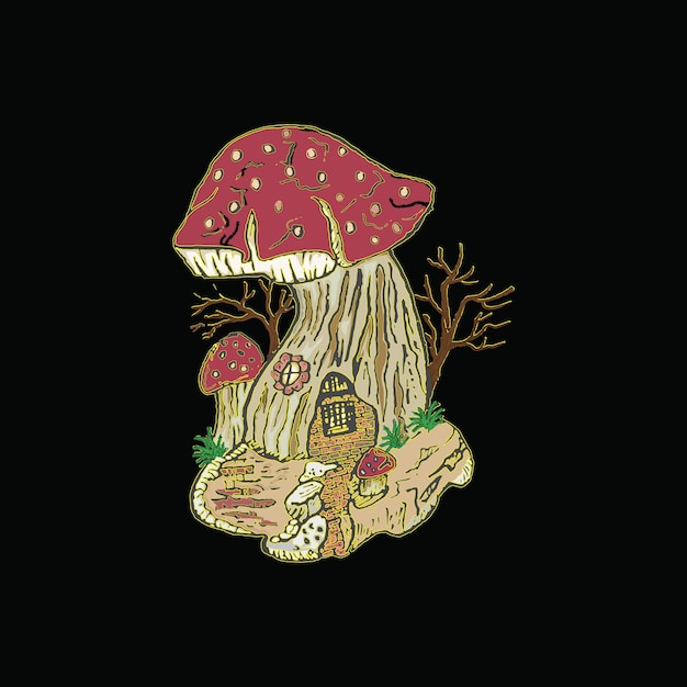 Mushroom house illustratie