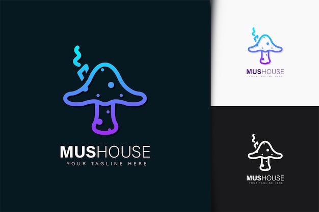 Mushroom house logo design with gradient