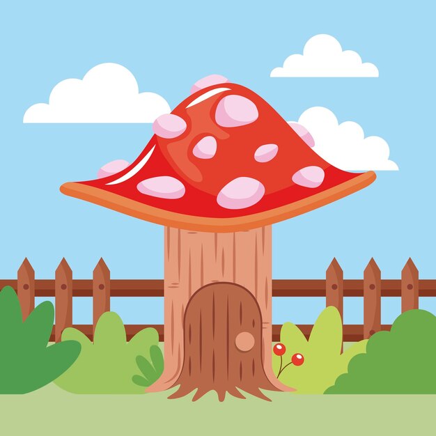 Mushroom house vector