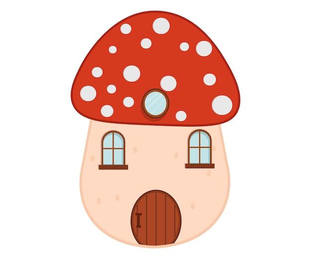 Mushroom house with a door and a door