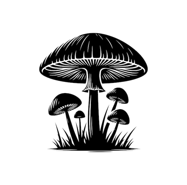Stile di silhouette vettoriale dell'icona del fungo