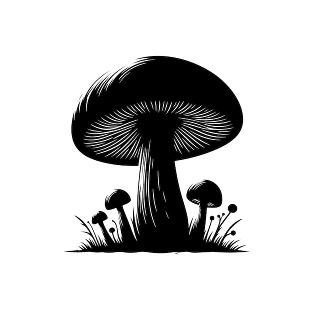 Stile di silhouette vettoriale dell'icona del fungo