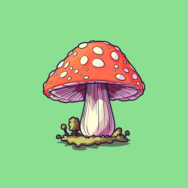 mushroom kawaii cartoon illustration