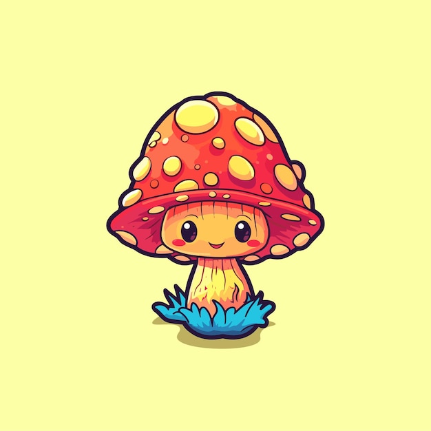 mushroom kawaii cartoon illustration