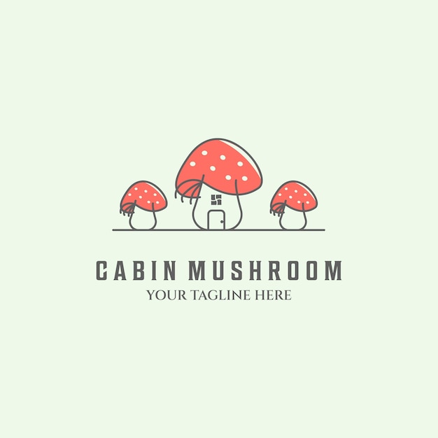 Mushroom logo line art minimalist icon forest design