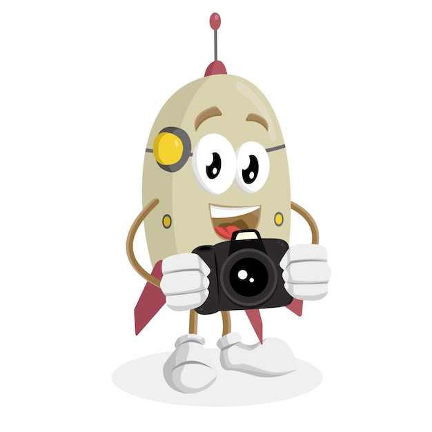 mushroom logo mascot with camera pose