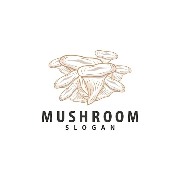 Mushroom Logo Retro Minimalist Design Food Vector Mushroom Plant Icon Illustration Symbol