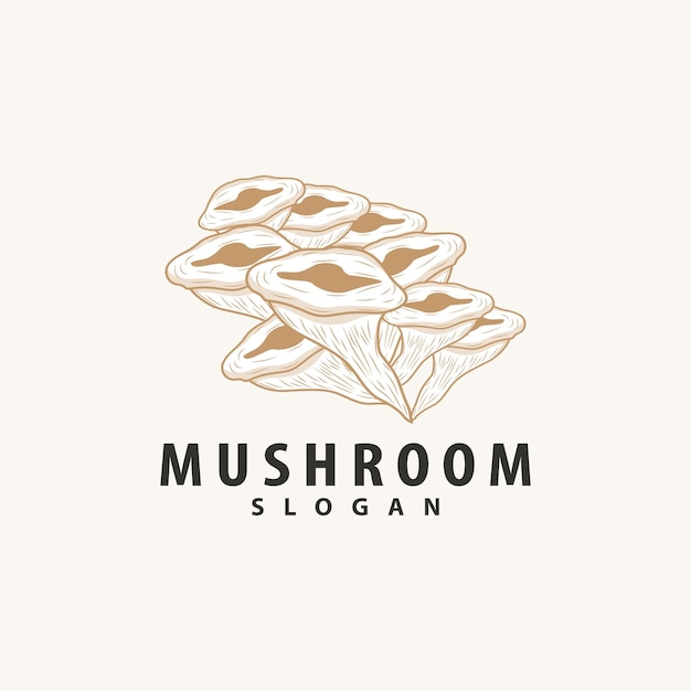 Mushroom Logo Retro Minimalist Design Food Vector Mushroom Plant Icon Illustration Symbol