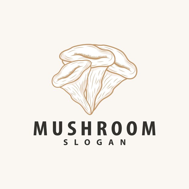 Mushroom Logo Retro Minimalist Design Food Vector Mushroom Plant Icon Illustration Symbol