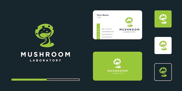 Mushroom logo style with icon and business card design