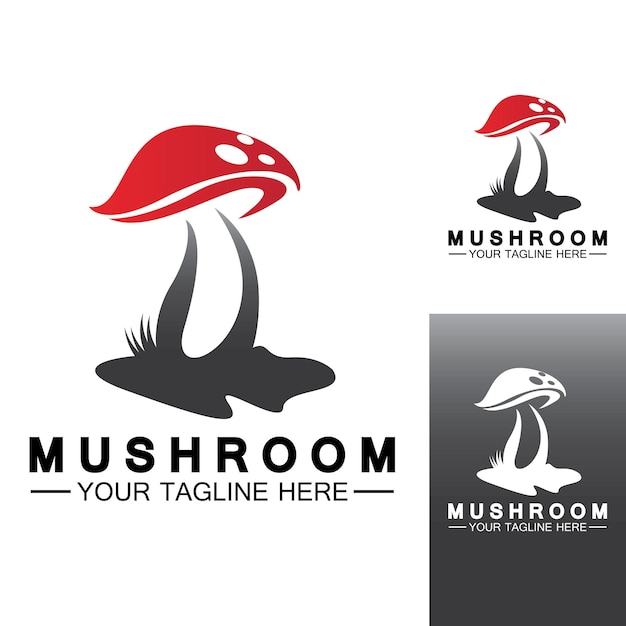 Mushroom Logo Vector Simple Modern or Agriculture Organic Food Design Template