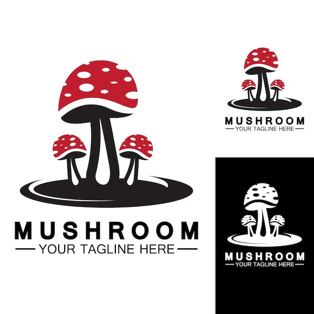 Mushroom Logo Vector Simple Modern or Agriculture Organic Food Design Template