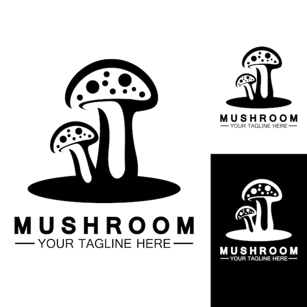 Mushroom Logo Vector Simple Modern or Agriculture Organic Food Design Template