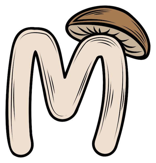 Vector mushroom m alphabet