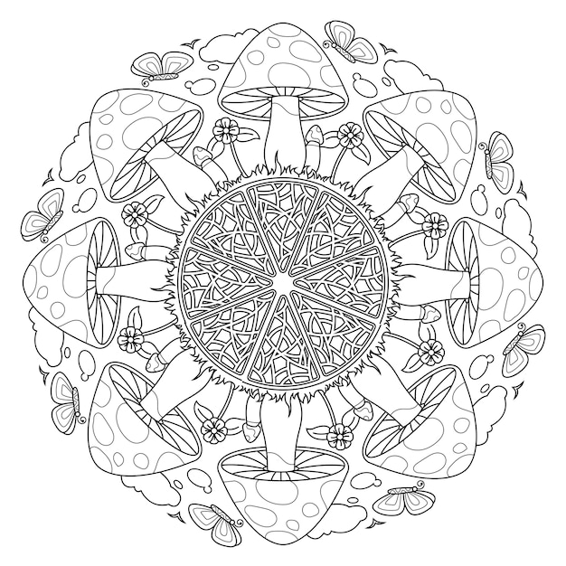 Vector mushroom mandala