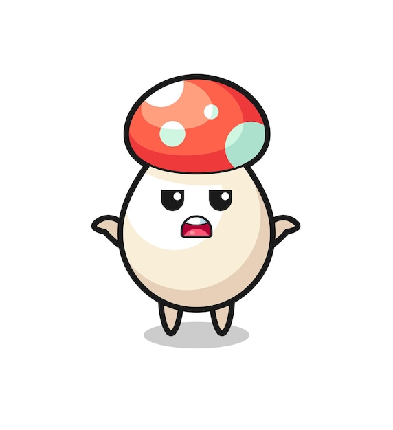 Mushroom mascot character saying I do not know , cute style design for t shirt, sticker, logo element