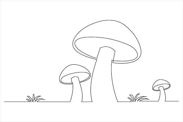 ミニマリスト 菌類 孤立した連続的な概要ベクトルイラスト