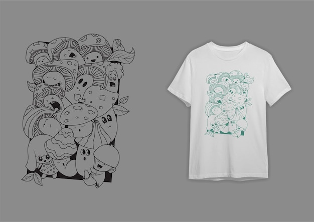 mushroom outline t shirt design