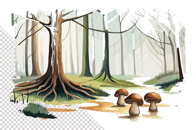 Mushroom painting, the forest, forest, mushrooms, forest png clipart