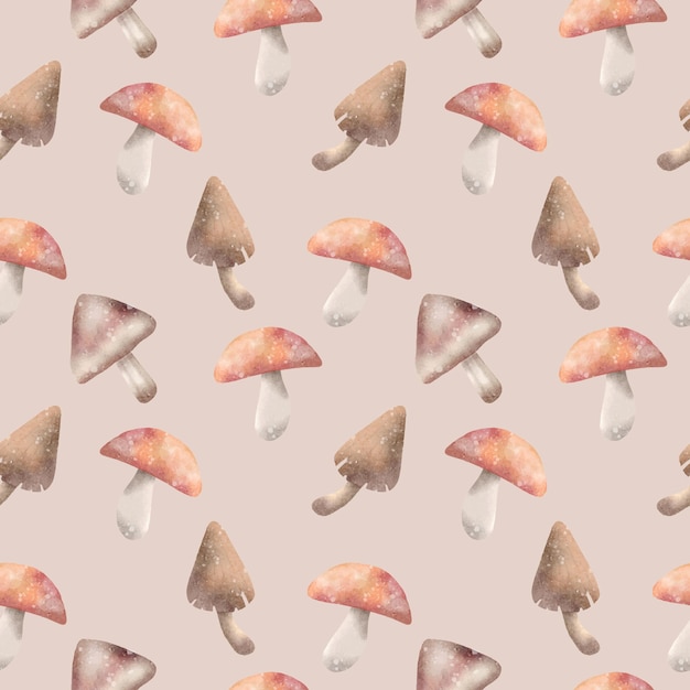 mushroom pattern watercolor