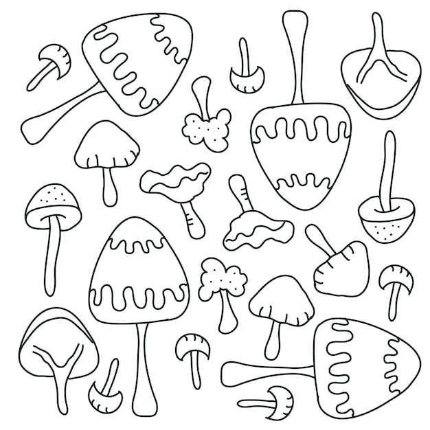 Vector mushroom plant set vector design