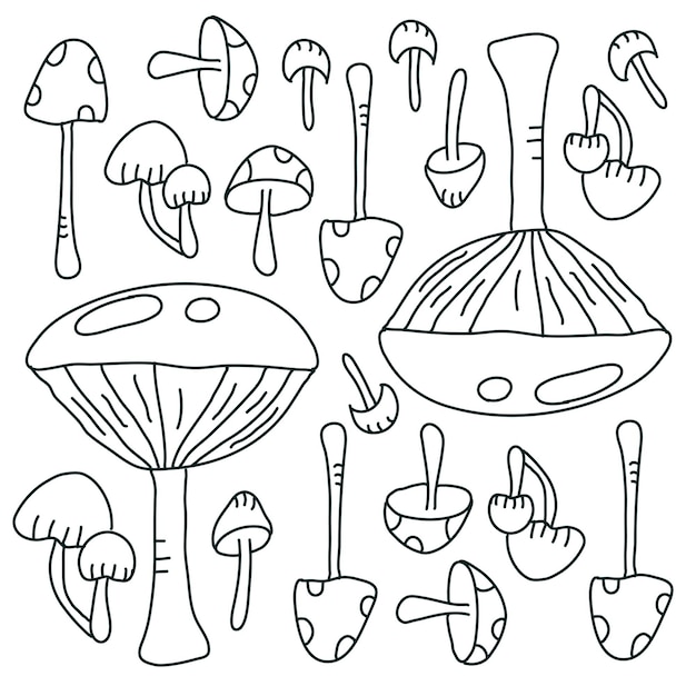 Mushroom plant set vector design