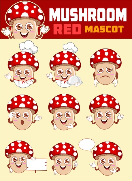 Mushroom red mascot cartoon