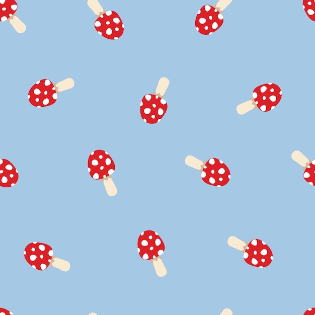 Mushroom seamless pattern amanita muscaria fly agaric texture design for textile wrapping paper