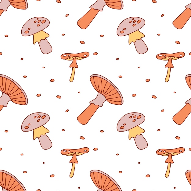 Mushroom seamless pattern. Magic wonderful mushroom backdrop. Vector illustration