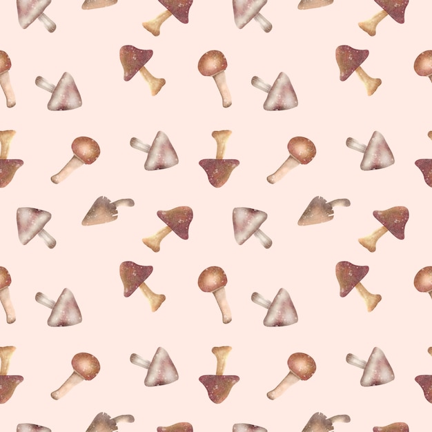 mushroom seamless pattern watercolor