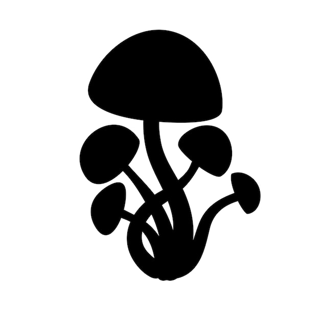 Mushroom silhouette Psilocybin hallucinogenic mushrooms vector illustration isolated on white background