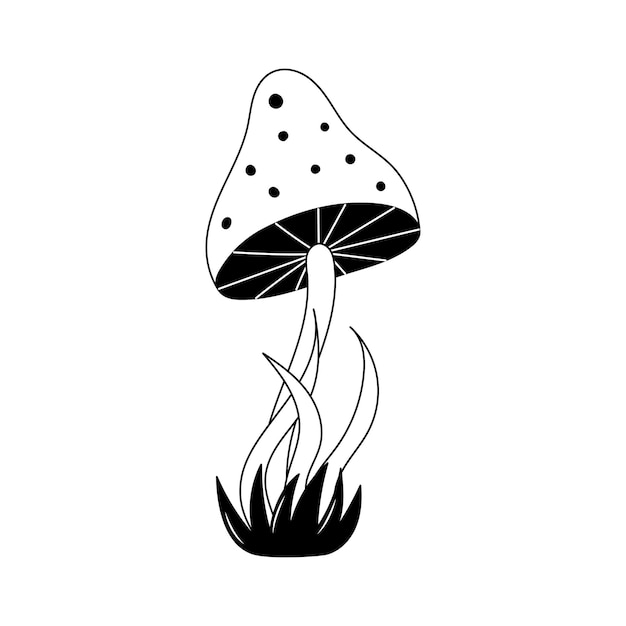 Mushroom tattoo in y2k 1990s 2000s style Emo goth element design Old school tattoo