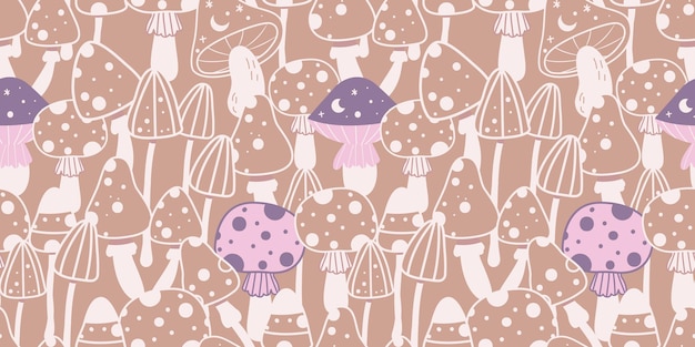 Mushroom Themed Seamless Patterns