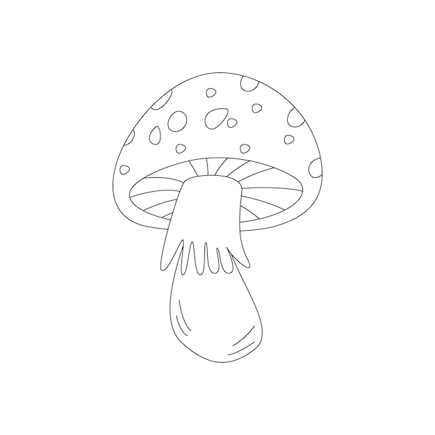 Грибный грибок Привет, осень Икона элемента осеннего сезона Линейное искусство