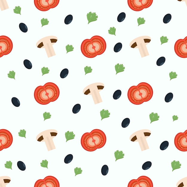 Mushroom and tomato pattern for menu design