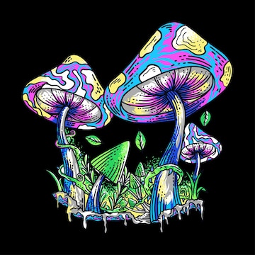 Premium Vector | Mushroom trippy illustration