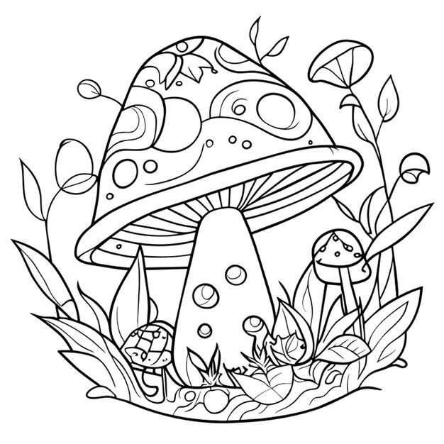 mushroom vector illustration line art