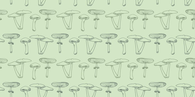 Mushroom vector pattern background botanical illustration