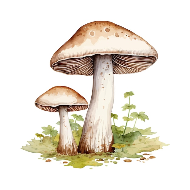 mushroom watercolor clipart set white background