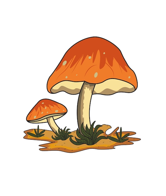 Mushroom with grass vector illustration