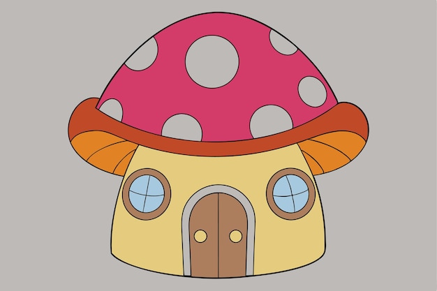 紫色のキノコが描かれたキノコ