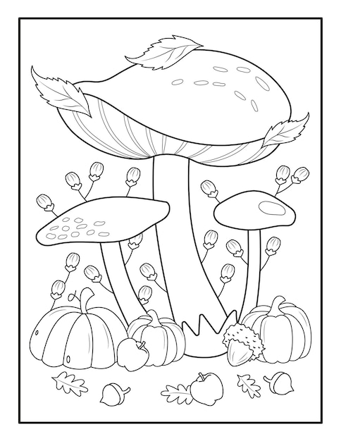 Mushrooms Coloring Pages Mushroom Outline Drawing Mushroom black and white vector