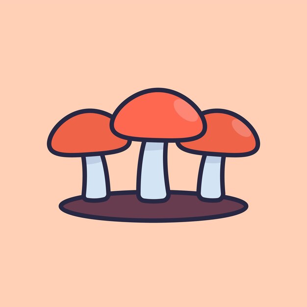 Mushrooms icon with outline vector