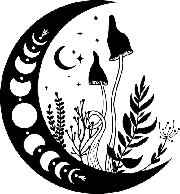 Funghi funghi mistici logo illustrazione vettoriale