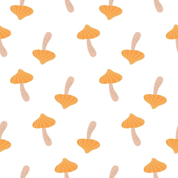 Mushrooms pattern Hand drawn cartoon mushrooms on a pattern for textiles fabrics backgrounds wallpapers kitchen decor wrapping paper labels