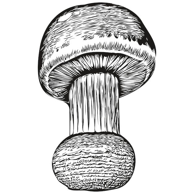 버섯 스케치 그림 흑백 조각 벡터 유기 균류
