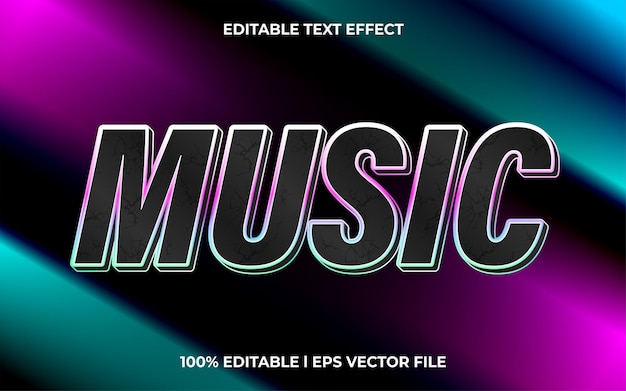 Music 3d text effect and editable text template 3d style use for game tittle