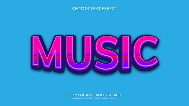 Vettore musica 3d vector eps modello di effetto di testo modificabile