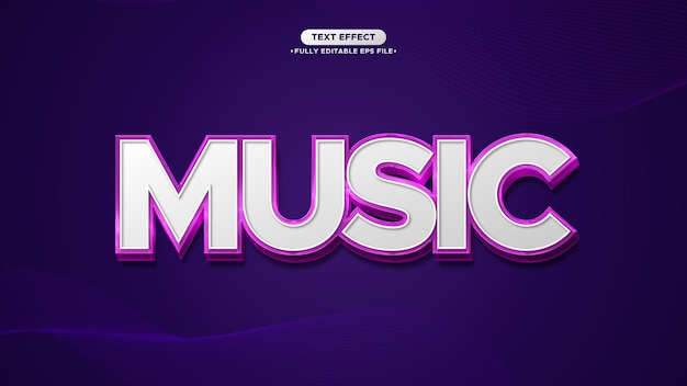 Music 3D Vector Futuristic Text Effect with Chrome Style Editable Font and Text